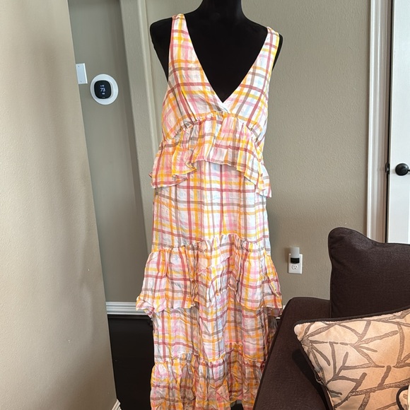 NWOT $465 CINQ A SEPT Astor Plaid Poplin Maxi Dress Size 6 - Picture 6 of 6